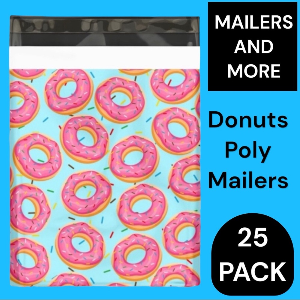25 10X13 Poly Mailers Donuts And Sprinkles, Shipping Envelopes PRICE IS FIRM - Picture 5 of 9